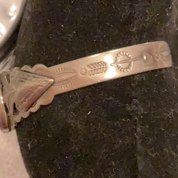 VINTAGE BELL NICKLE SILVER WITH SOUTHWESTERN TURQUOISE CUFF - Picture 3 of 5